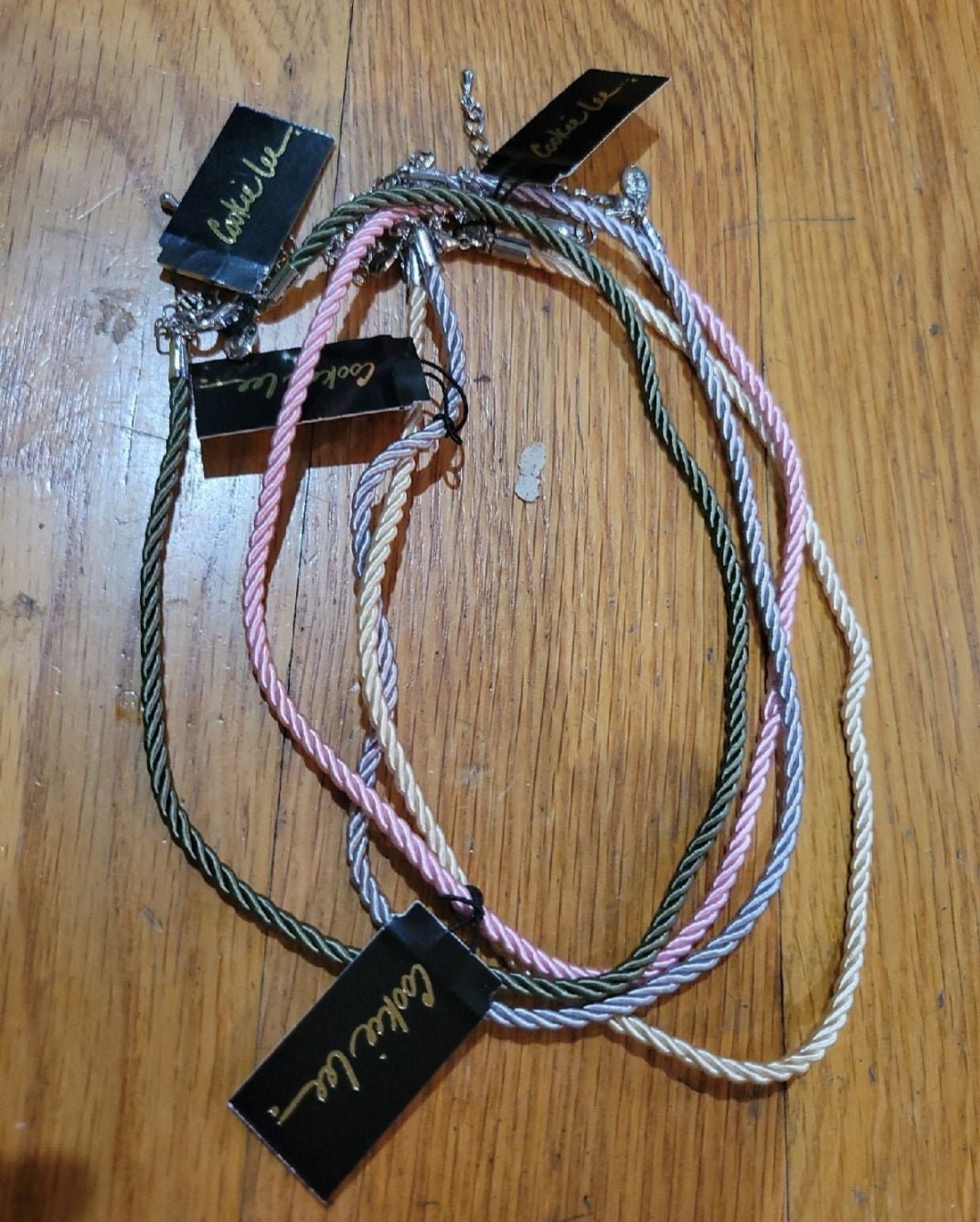 4 Necklace chokers Pink, Tan, Grey, green by Cookie Lee - I Bought a Yard Sale