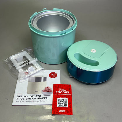 DASH Family Size Deluxe Gelato & Ice Cream Maker Makes 4 Pints Aqua DIC200GBAQ04