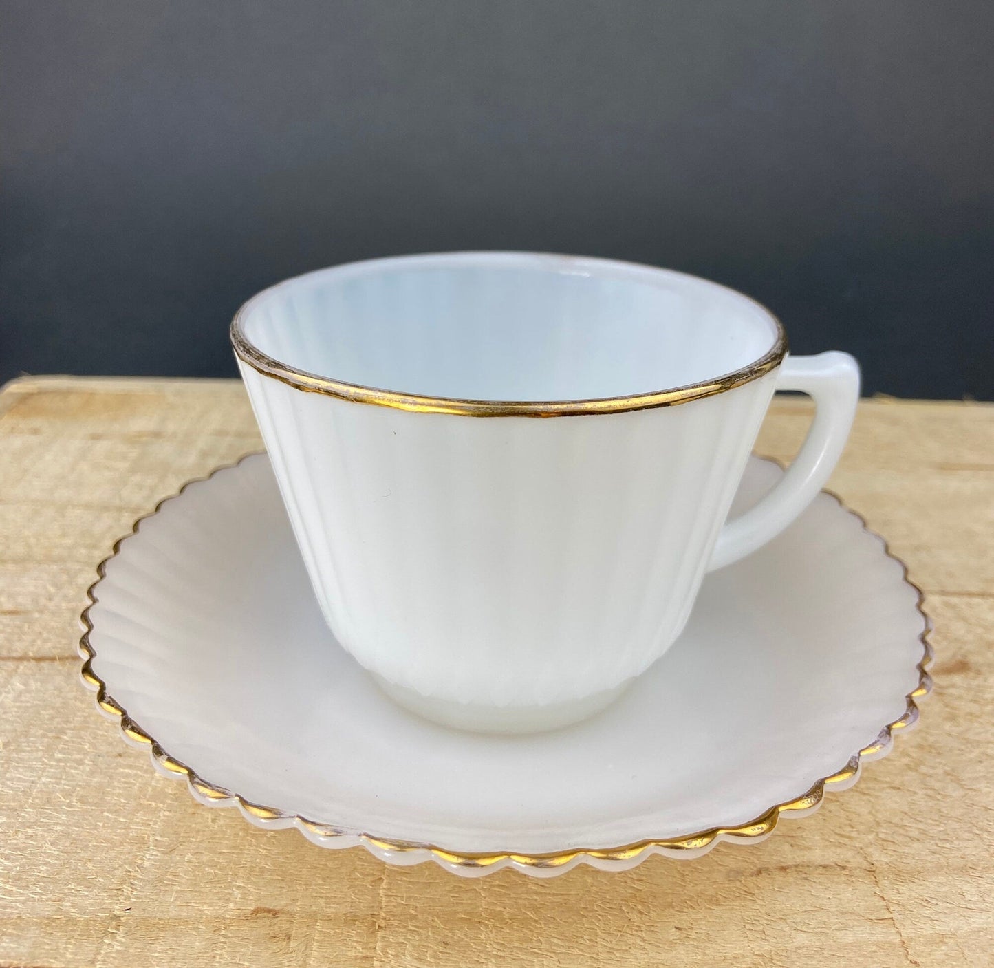 5 Opalescent Monax Petalware TeaCups. White and Gold Brim Depression Glass Coffee Cups. White Table Setting. Houseware. Dinning Room Decor. - I Bought a Yard Sale