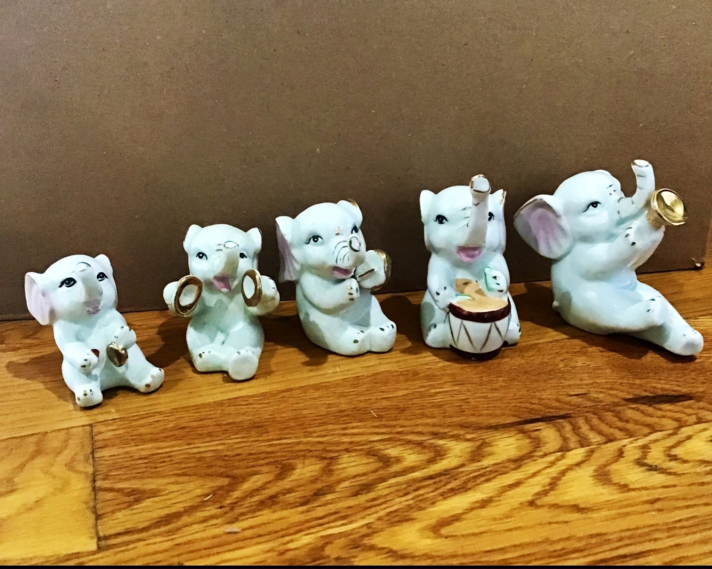 5 Vintage Orchestra band White Porcelain Elephants - I Bought a Yard Sale