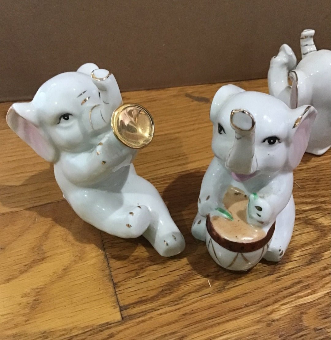 5 Vintage Orchestra band White Porcelain Elephants - I Bought a Yard Sale