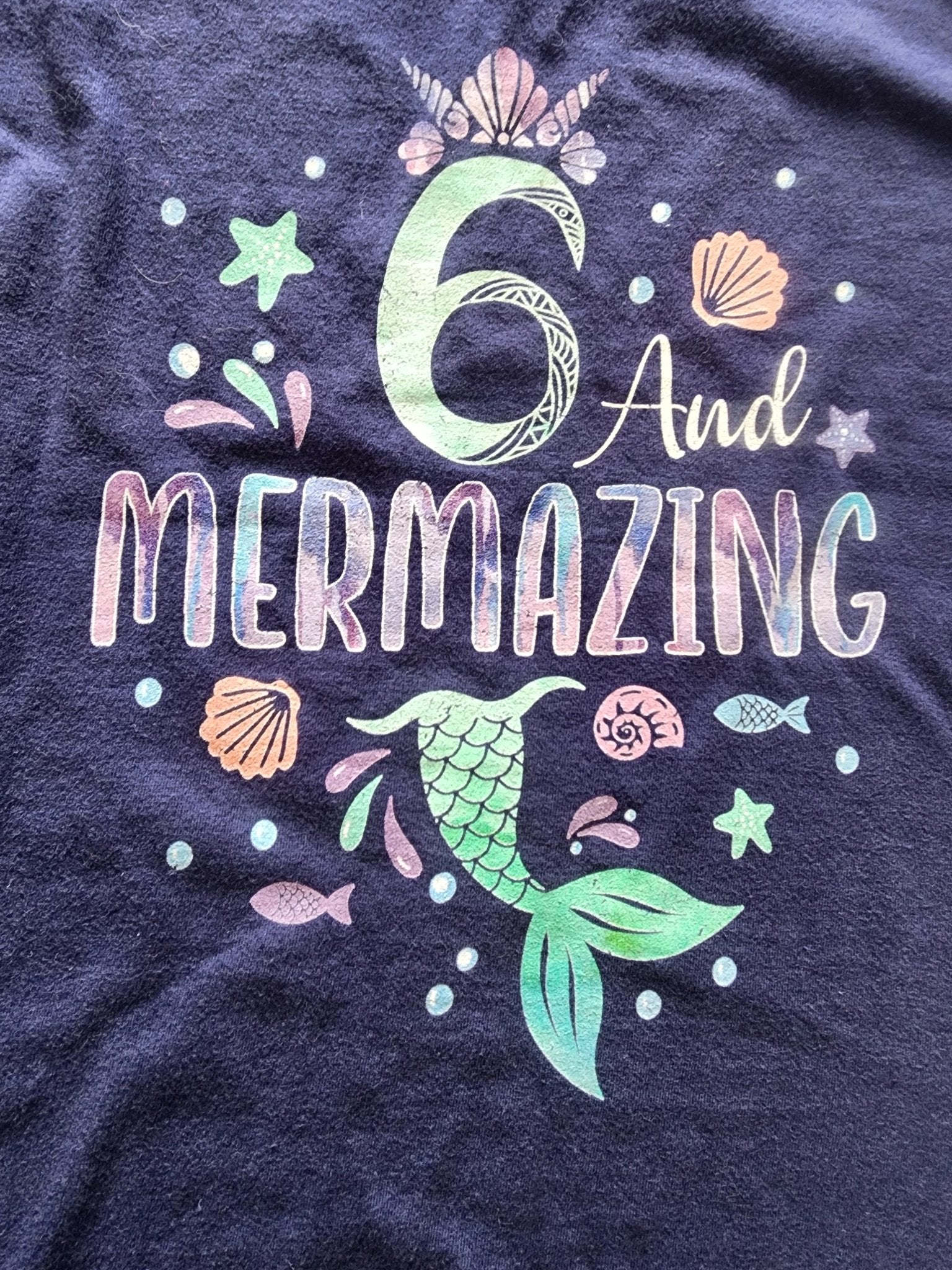 6 and Mermazing Cute with mermaid tail & shells T-Shirt size 9 - 10 - I Bought a Yard Sale