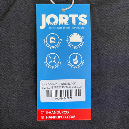 HANDUP APPAREL Jorts 5.5" SMALL Men's Pure Black STRE3249SMAL