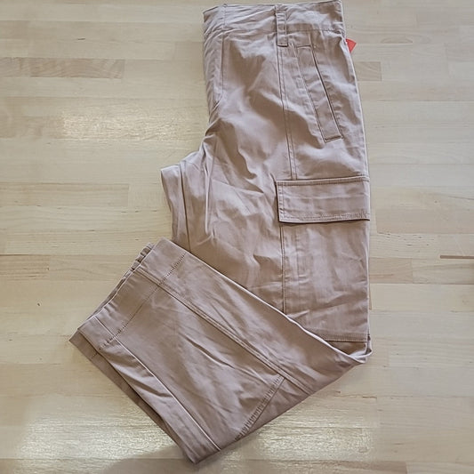 Calvin Klein Size 10 High-Rise Stretch Twill Cargo Ankle Pants - Teak NWT