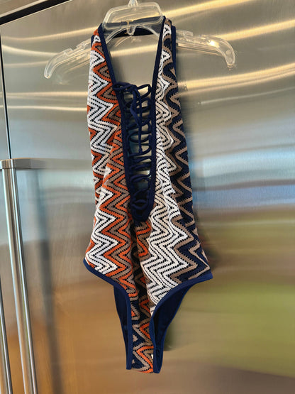 Nasty Gal Chevron Knit One Piece Swimsuit , Plunge Neckline
