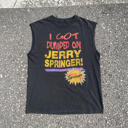 90'S I Got Dumped On Jerry Springer Washed Black Cut-Off T-Shirt