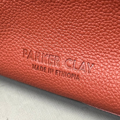 PARKER CLAY Limited Edition Napa Handbag W/ Removable Strap 12"x9"x6", 5" Handle Drop Wine Red