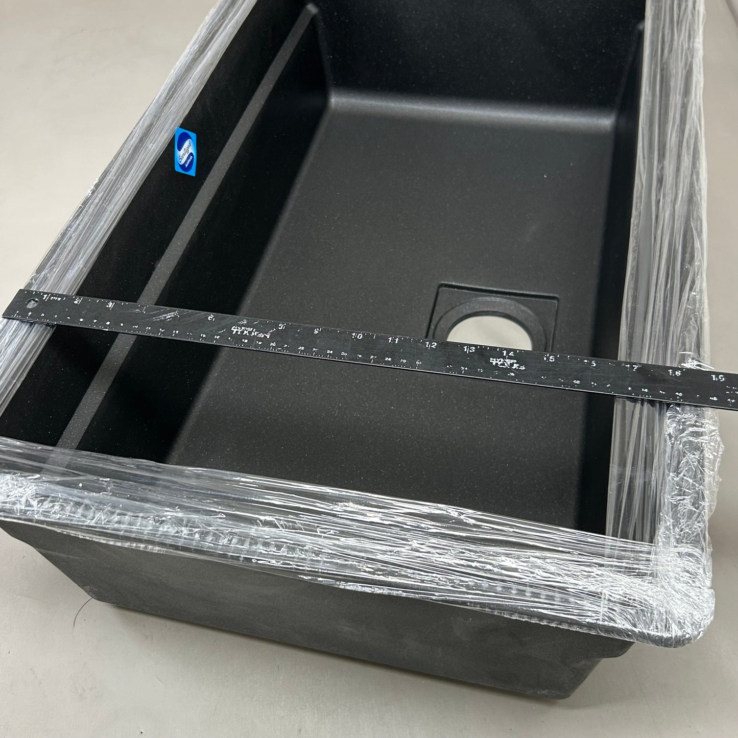 FRANKE UnderMount Single Basin Granite Kitchen Sink 32" Matte Black PKG110310NY (New Other- Distressed Packaging)