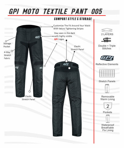 High Premium Quality Adjustable Waterproof Motorcycle Pants – Full Black-