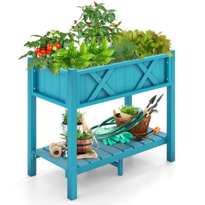 HIPS Raised Garden Bed Poly Wood Elevated Planter Box-Black