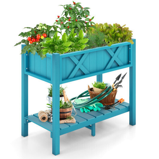HIPS Raised Garden Bed Poly Wood Elevated Planter Box-Black