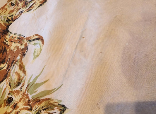 2 Deer Rayon Scarves Vintage Woodland Charm