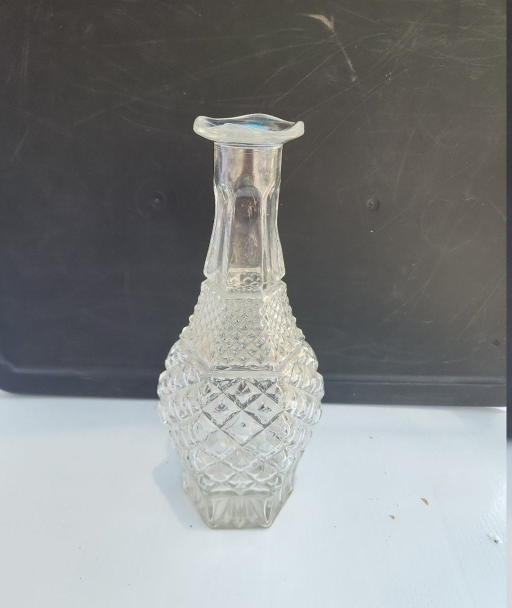 Vintage Pressed Glass Wine Decanter no Stopper