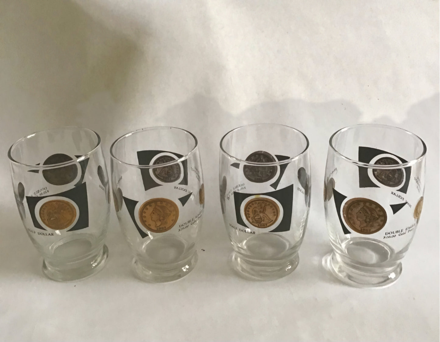 Midcentury Cocktail Glasses W 1/2 dollar