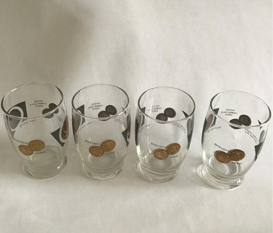 Midcentury Cocktail Glasses W 1/2 dollar