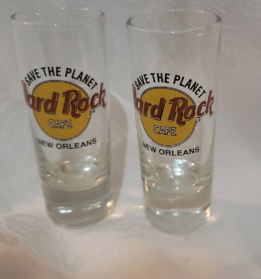 2 Hard Rock Tall Shot Glasses New Orleans