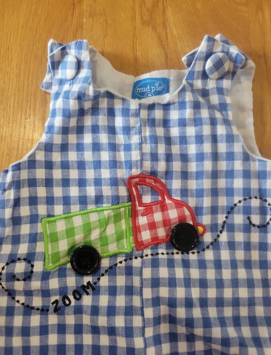 Boys Mudpie 2T-3T plaid overalls