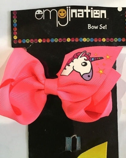 Adorable Emoji & Unicorn Hair Bow Set (2 Bows) - I Bought a Yard Sale