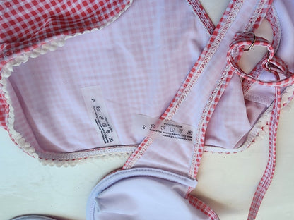 Adorable Pink & White Gingham Plaid Bikini Swimsuit Set - Top Small, Bottom Med - I Bought a Yard Sale