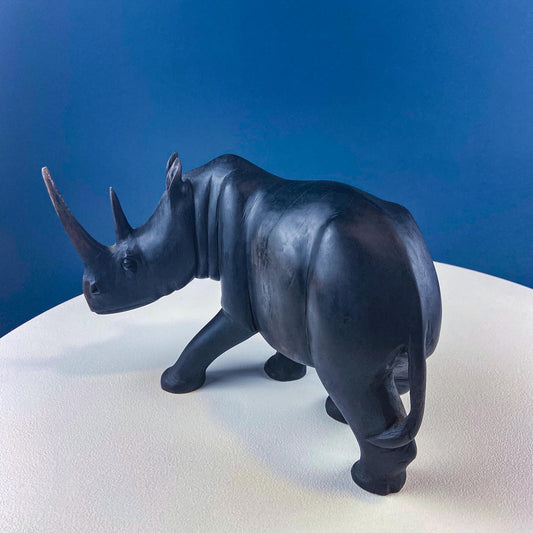 African Rhino Carved Wood Sculpture. Figurine for Animal & Safari Lovers. Wildlife Statue. Gift for Him, Dad, Friend. Ethnic Art Home Decor. - I Bought a Yard Sale