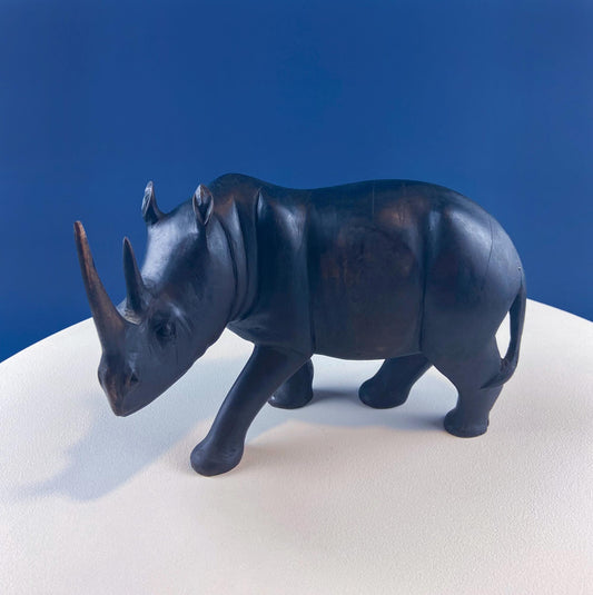 African Rhino Carved Wood Sculpture. Figurine for Animal & Safari Lovers. Wildlife Statue. Gift for Him, Dad, Friend. Ethnic Art Home Decor. - I Bought a Yard Sale