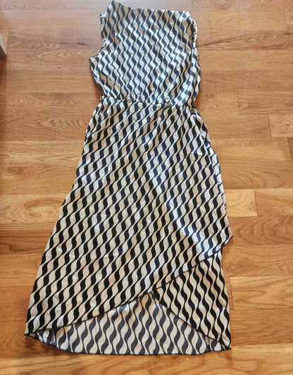 Allover Print Cow Neck Dress, Elegant Sleeveless Wrap Hem Dress, Women's XS - I Bought a Yard Sale