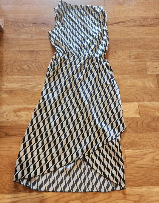 Allover Print Cow Neck Dress, Elegant Sleeveless Wrap Hem Dress, Women's XS - I Bought a Yard Sale