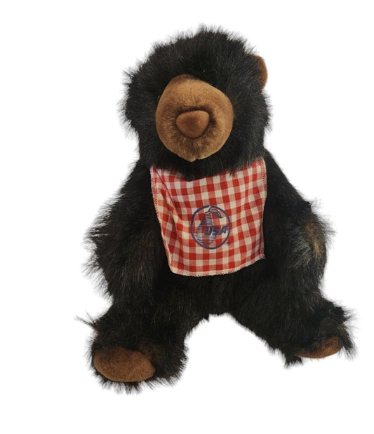 Animal Fair PEAR BEAR Black Bear Long Shaggy Fur Long Nose Bandana & Tag 11" - I Bought a Yard Sale