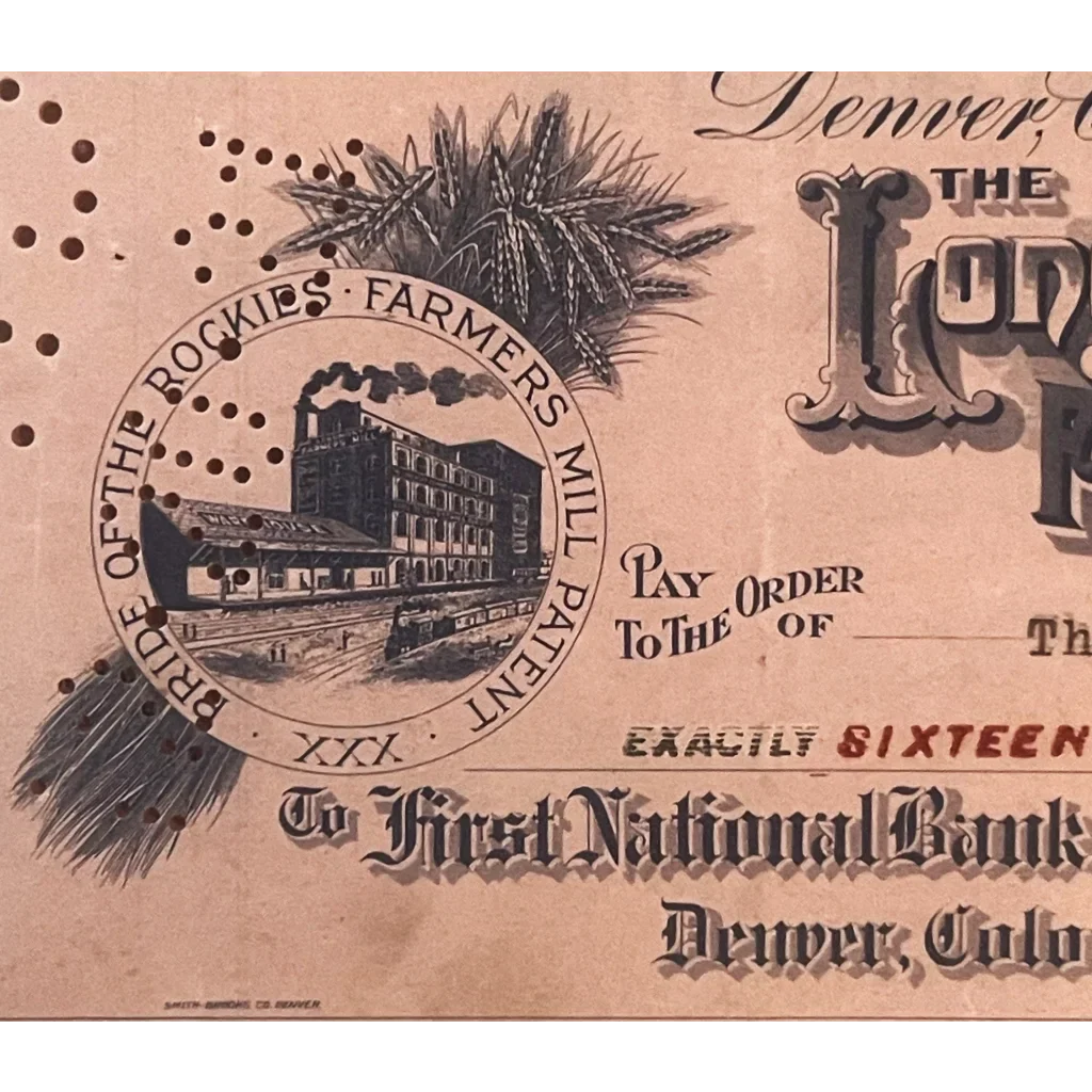 Antique 1921 Longmont Farmers Milling Voucher Check Unearthed