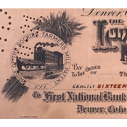Antique 1921 Longmont Farmers Milling Voucher Check Unearthed
