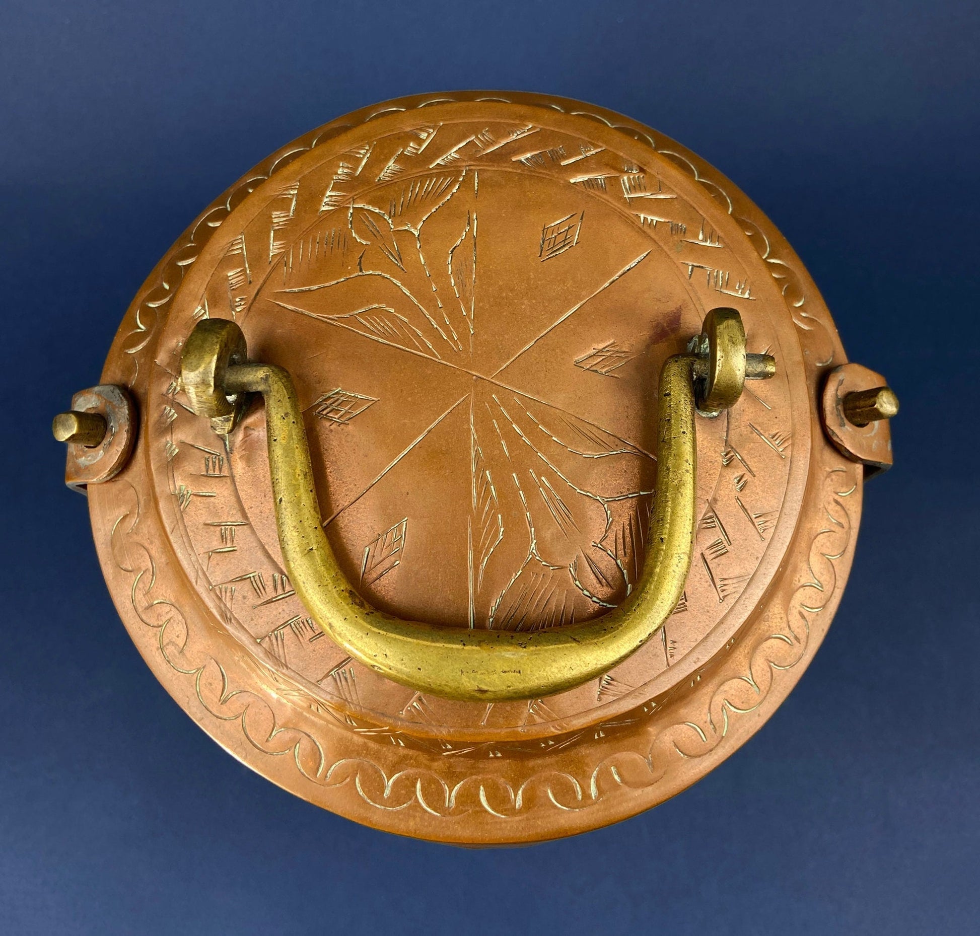 Antique 19th - century Copper and Brass Turkish 4 Stacking Bowls Lunch Box with Handle. Vintage Gifts. - I Bought a Yard Sale