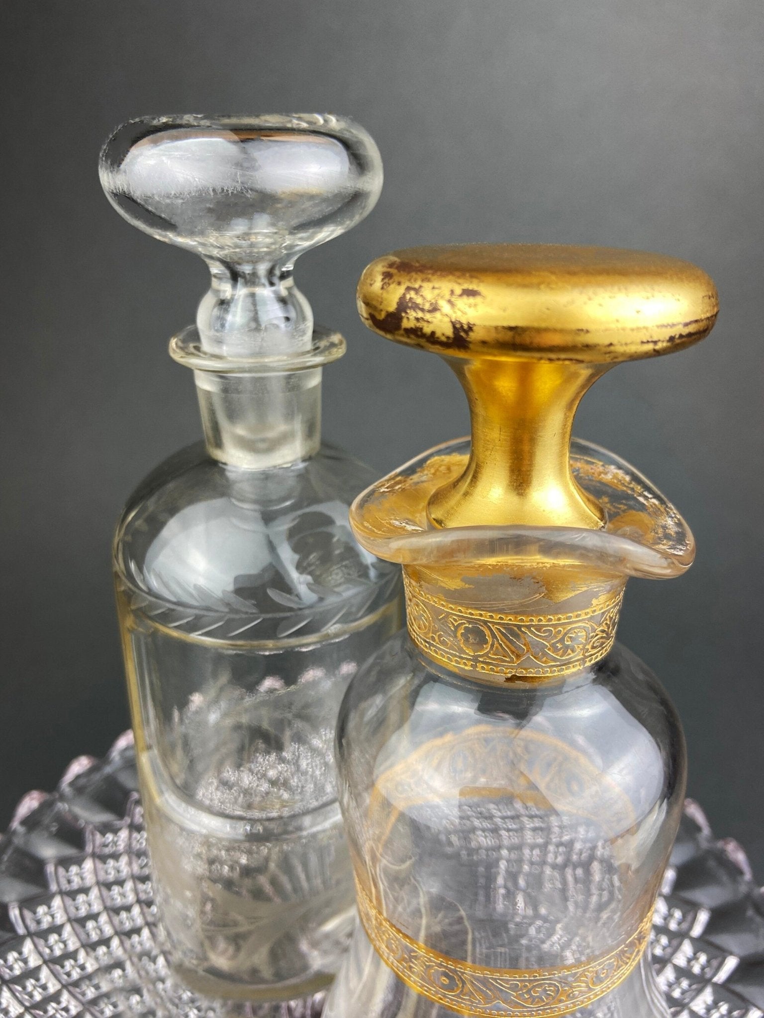 Antique Apothecary Perfume Bottles. Set of 2 Victorian Rose Water Bottles. Beautifully Detailed Collectible Bottles. Vintage Gifts. - I Bought a Yard Sale