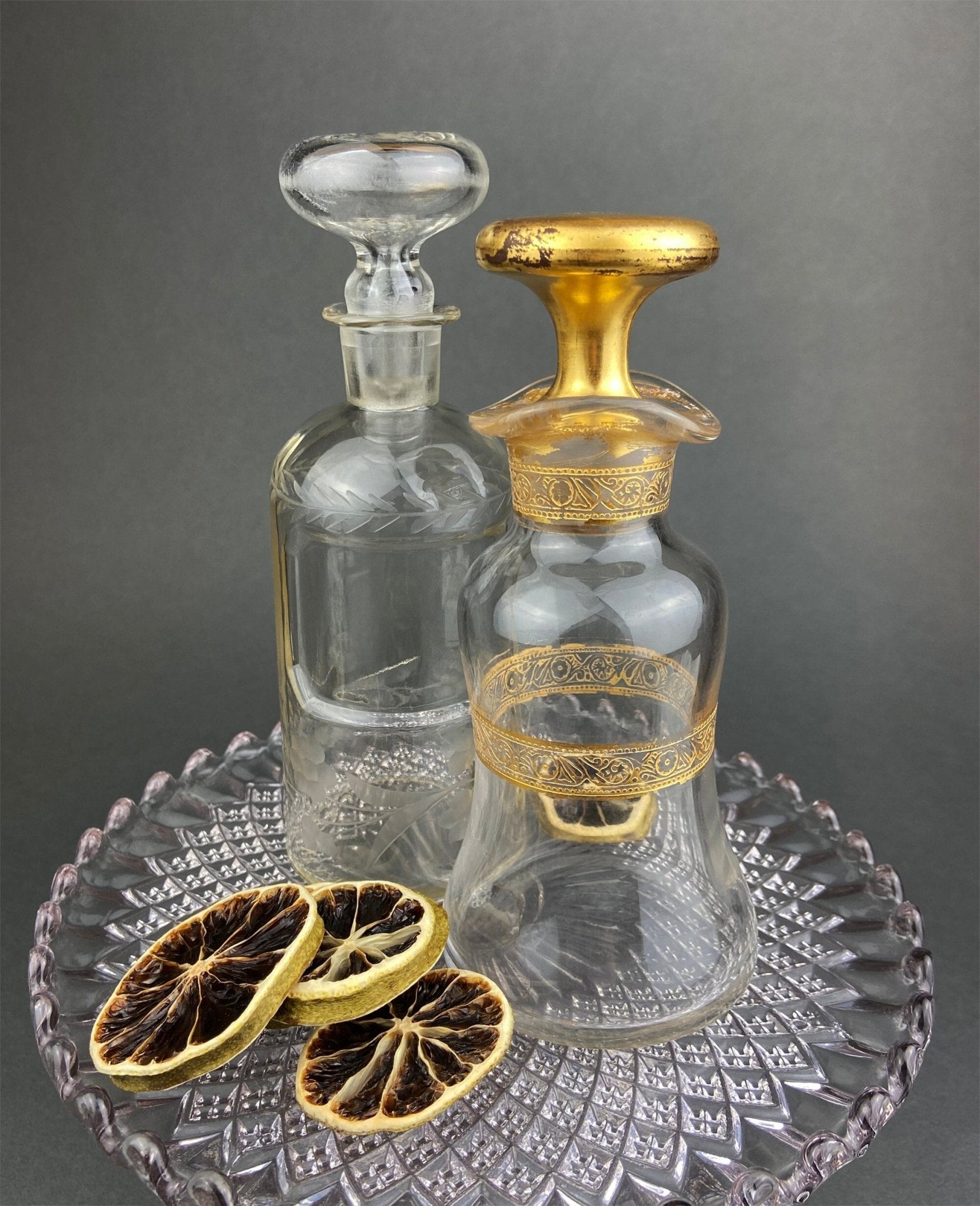 Antique Apothecary Perfume Bottles. Set of 2 Victorian Rose Water Bottles. Beautifully Detailed Collectible Bottles. Vintage Gifts. - I Bought a Yard Sale