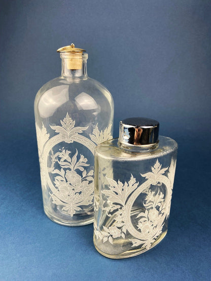 Antique Apothecary Perfume Bottles. Set of 2 Victorian Rose Water Bottles. Beautifully Detailed Collectible Bottles. Vintage Gifts. - I Bought a Yard Sale