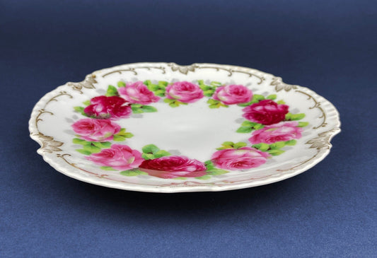 Antique Bavaria Dessert Plate: Hand - Painted Roses, Gold Rim (7.75") - I Bought a Yard Sale
