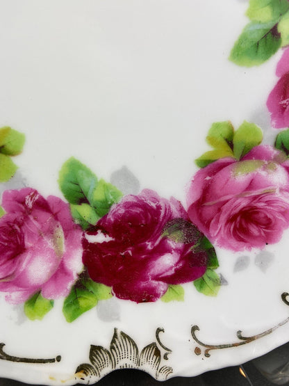 Antique Bavaria Dessert Plate: Hand - Painted Roses, Gold Rim (7.75") - I Bought a Yard Sale