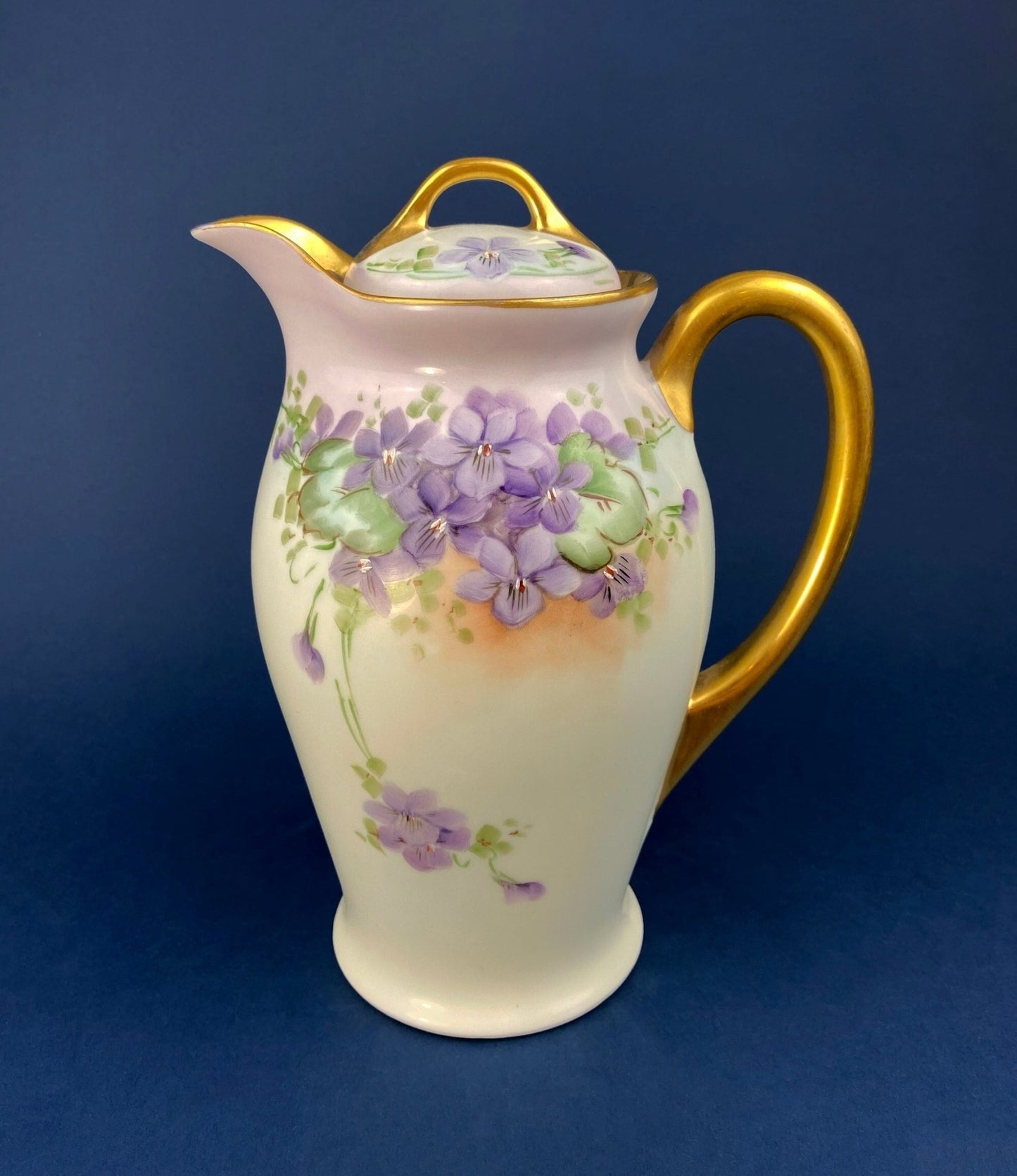 Antique Bavarian Coffee Pot. UNO Favorite, European Porcelain with Hand - Painted Violets. Fine Collectible China. - I Bought a Yard Sale