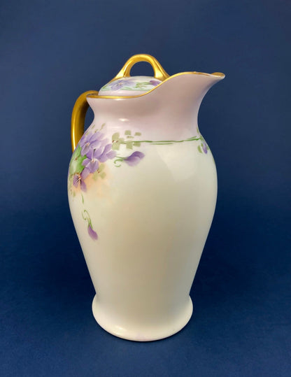 Antique Bavarian Coffee Pot. UNO Favorite, European Porcelain with Hand - Painted Violets. Fine Collectible China. - I Bought a Yard Sale