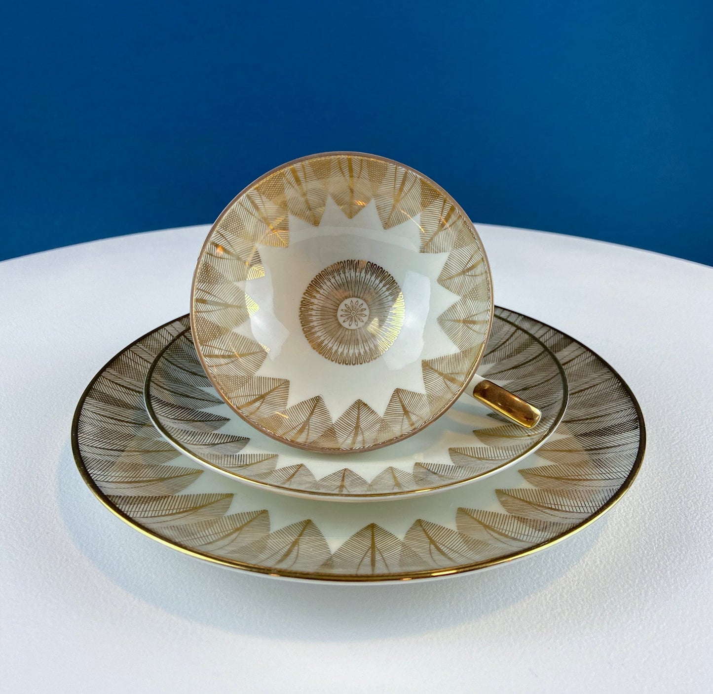 Antique Bavarian Porcelain Tea Set: Gold Geometrical Trio - I Bought a Yard Sale