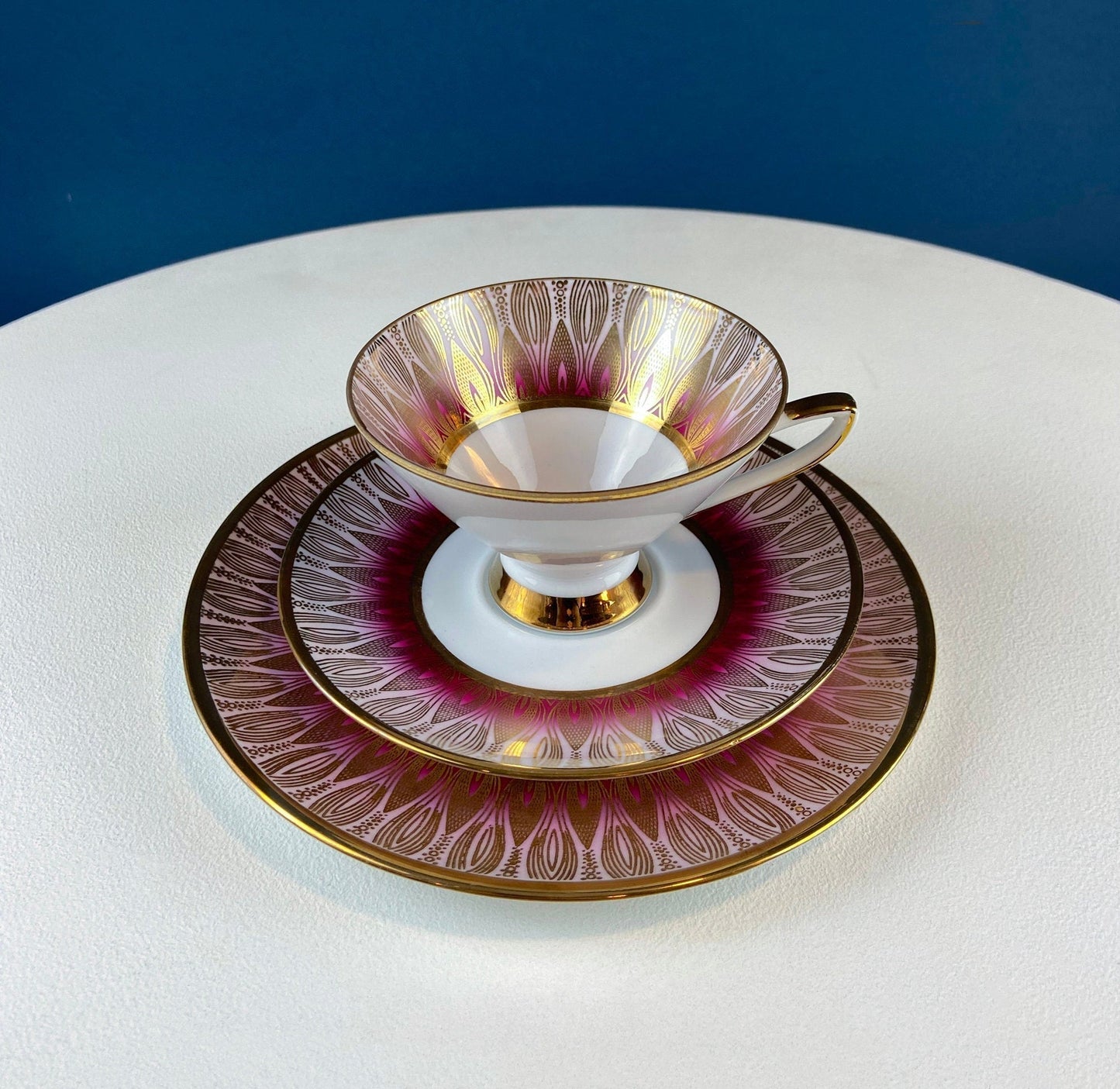 Antique Bavarian Porcelain Tea Set: Gold Geometrical Trio - I Bought a Yard Sale