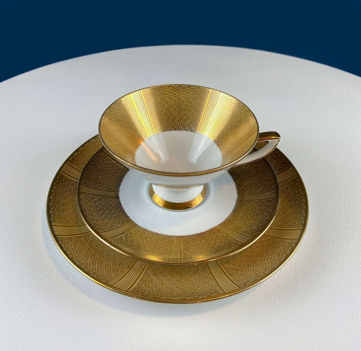 Antique Bavarian Porcelain Tea Set: Gold Geometrical Trio - I Bought a Yard Sale