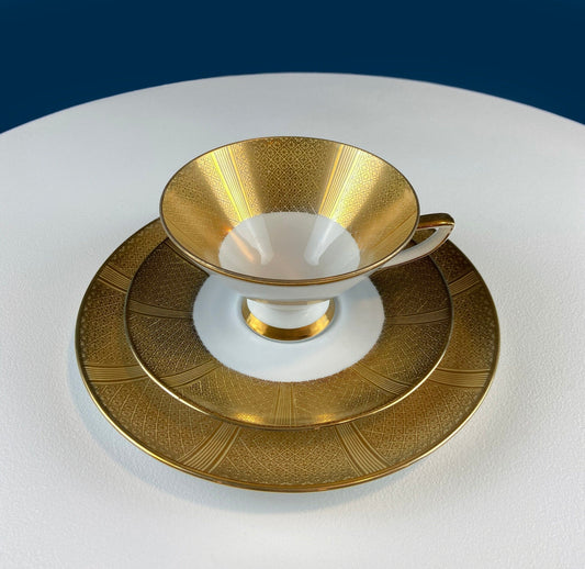 Antique Bavarian Porcelain Tea Set: Gold Geometrical Trio - I Bought a Yard Sale