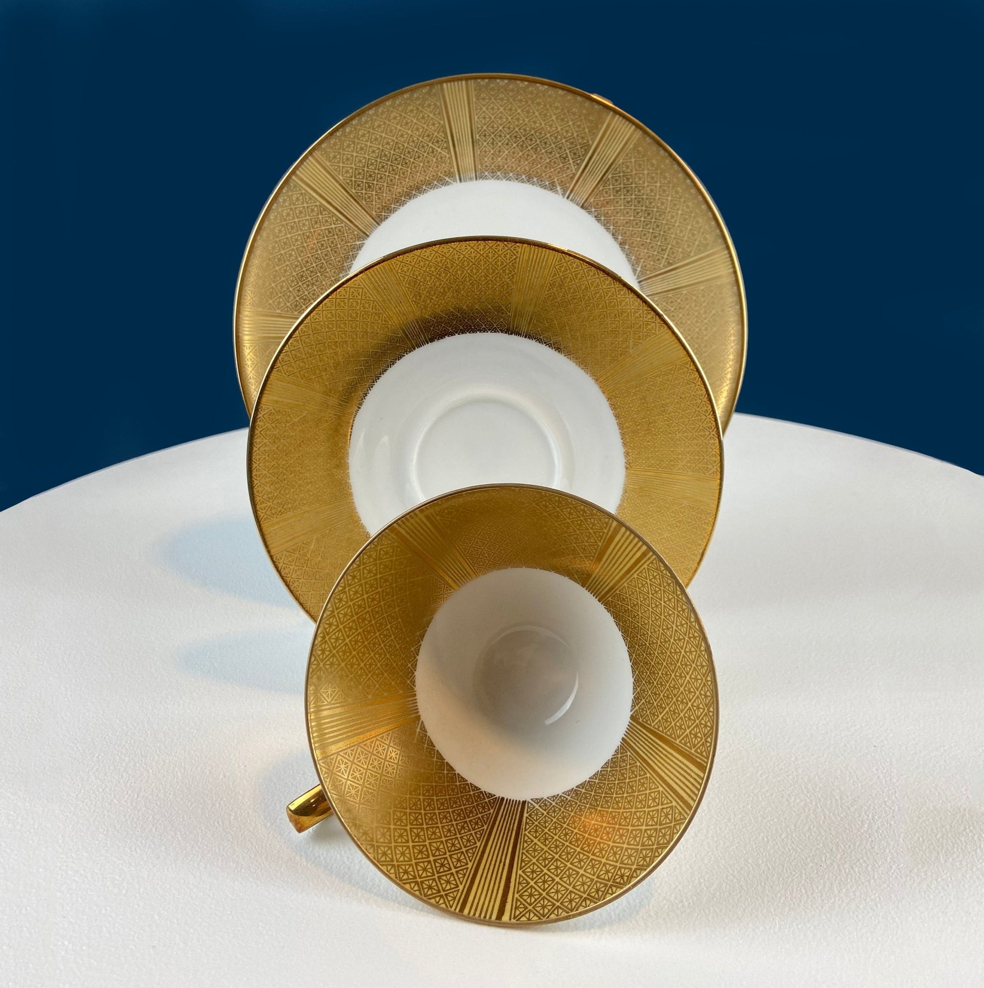 Antique Bavarian Porcelain Tea Set: Gold Geometrical Trio - I Bought a Yard Sale