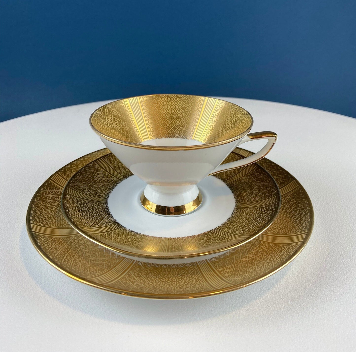 Antique Bavarian Porcelain Tea Set: Gold Geometrical Trio - I Bought a Yard Sale