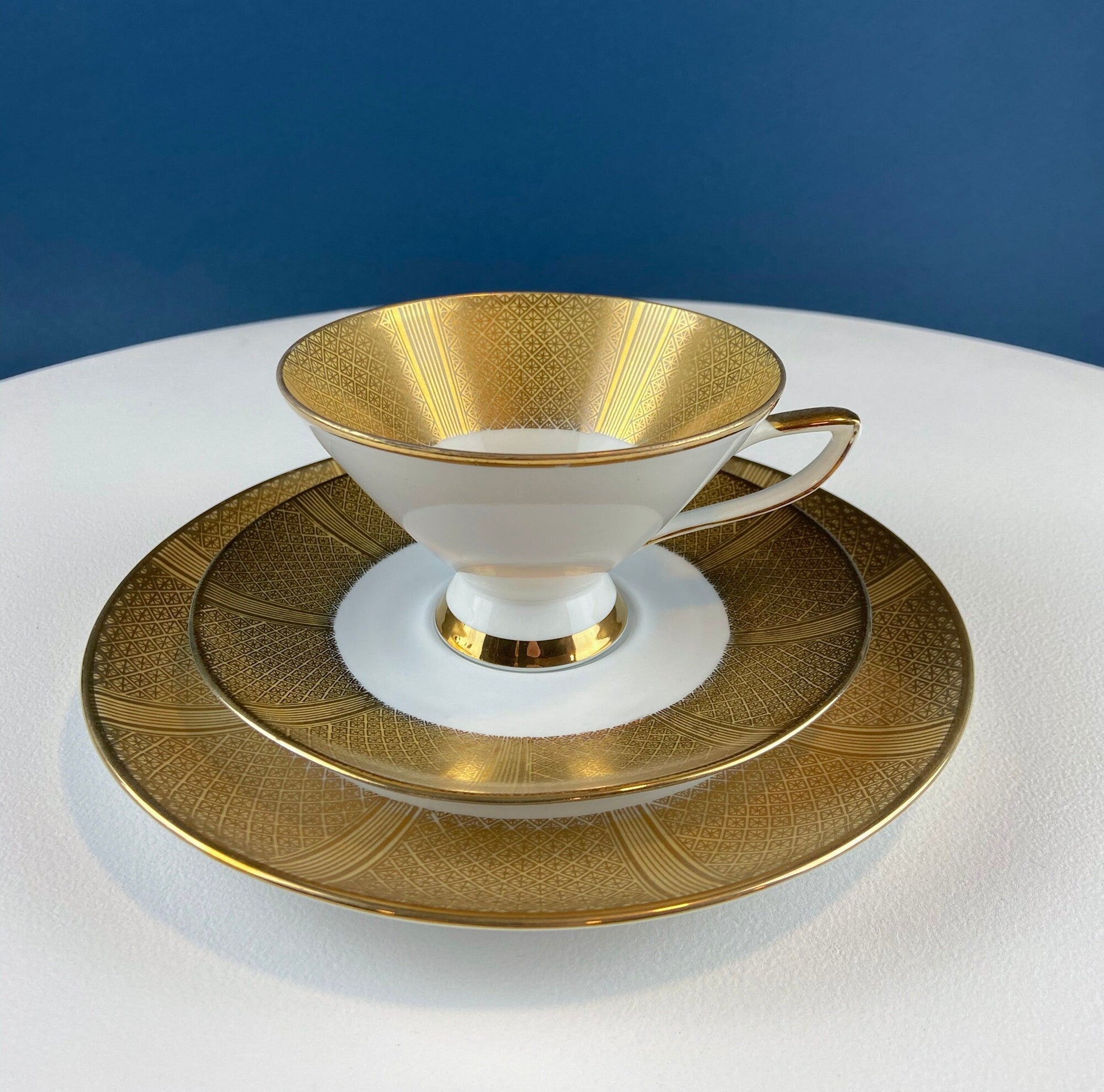 Antique Bavarian Porcelain Tea Set: Gold Geometrical Trio - I Bought a Yard Sale