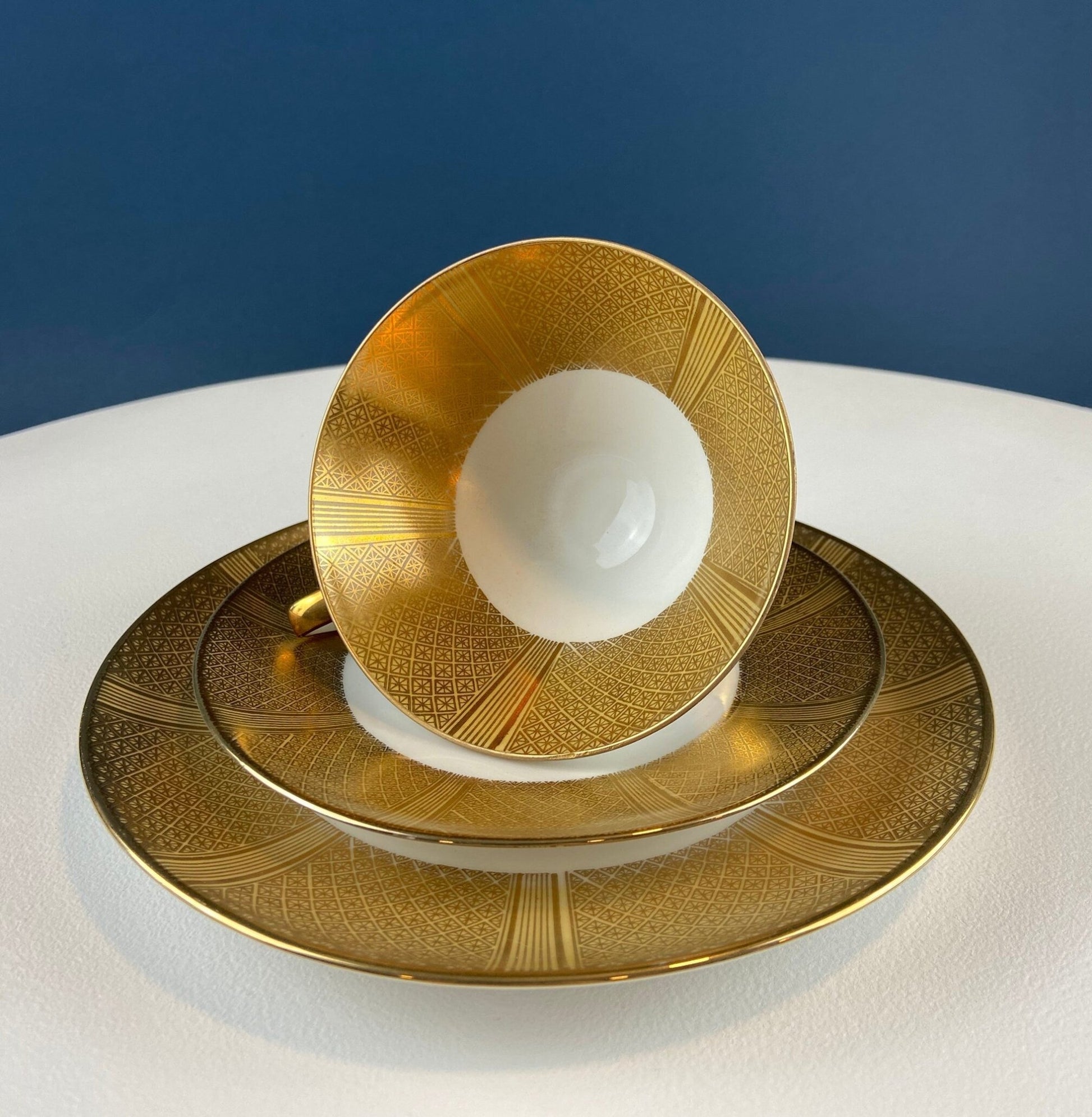 Antique Bavarian Porcelain Tea Set: Gold Geometrical Trio - I Bought a Yard Sale