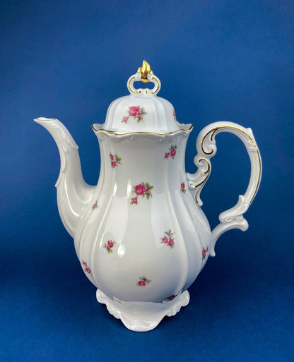 Antique Bavarian Teapot, Coffee Pot, Creamer, Sugar Bowl Set by Hertel Jacob Porcelain Co. - I Bought a Yard Sale