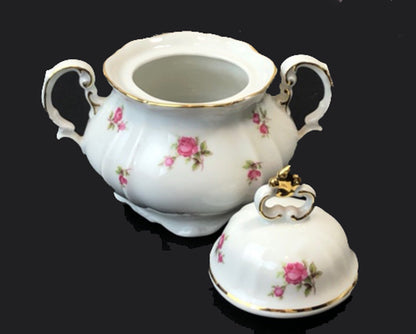 Antique Bavarian Teapot, Coffee Pot, Creamer, Sugar Bowl Set by Hertel Jacob Porcelain Co. - I Bought a Yard Sale