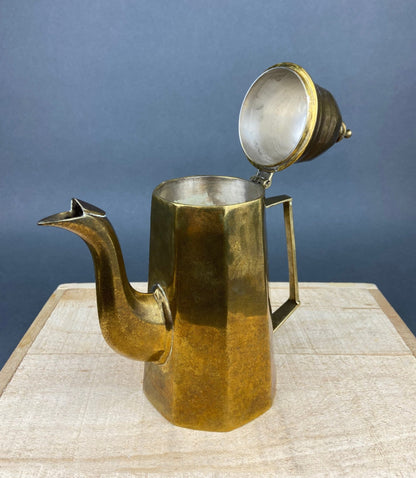 Antique Brass Coffee Set with Coffee Pot, Creamer & Sugar Bowl. Heavy Brass Pots with Handles. Kitchen Accessories. - I Bought a Yard Sale