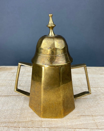 Antique Brass Coffee Set with Coffee Pot, Creamer & Sugar Bowl. Heavy Brass Pots with Handles. Kitchen Accessories. - I Bought a Yard Sale